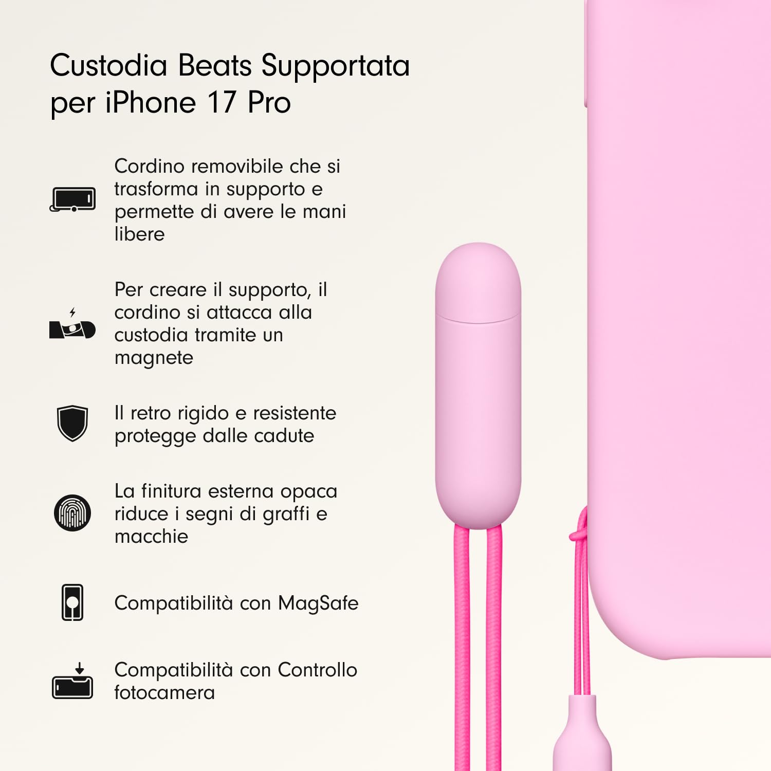 beats-custodia-supportata-iphone-17-pro-con-magsafe-e-controllo-fotocamera-rosa- image 2