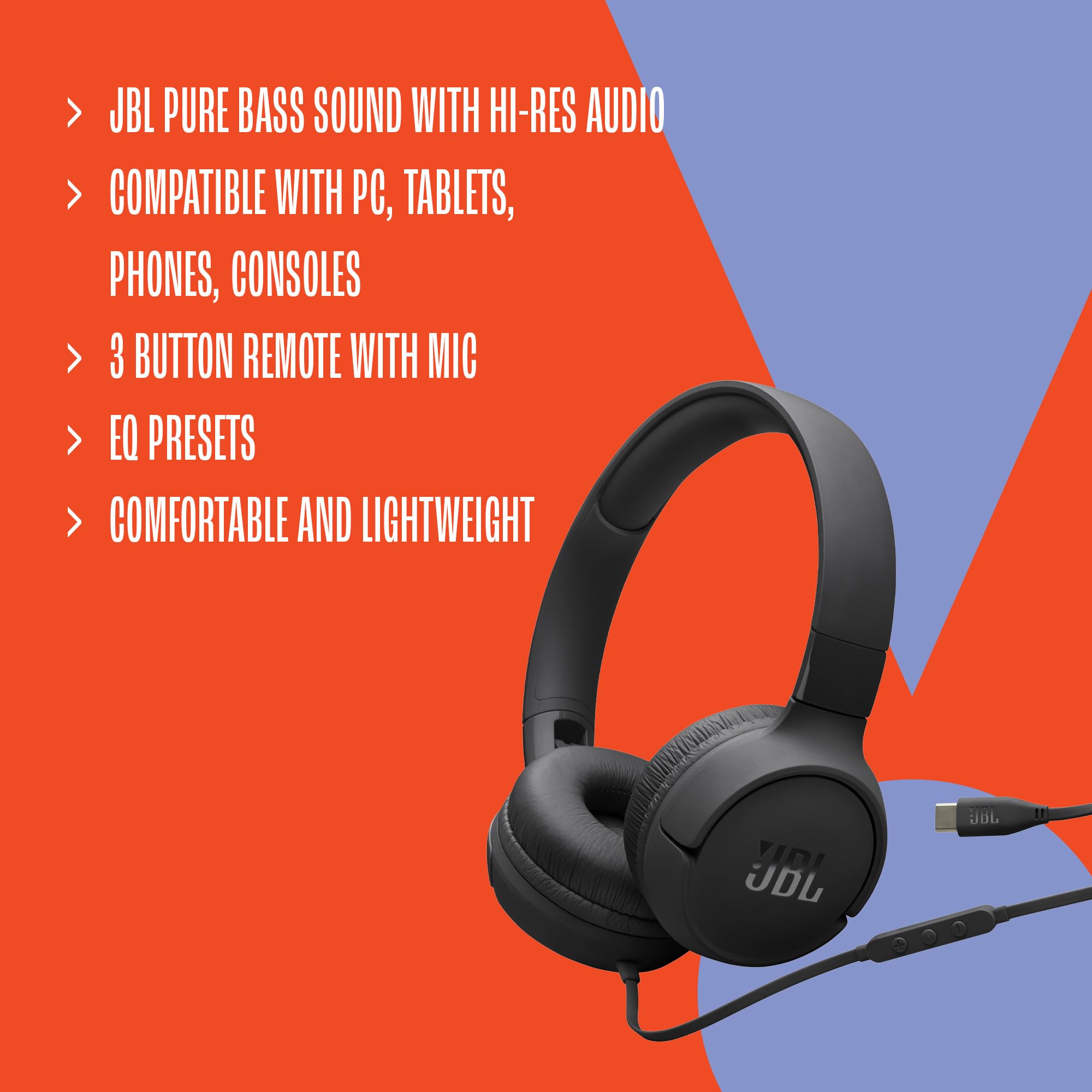jbl-tune-520-c-cuffie-on-ear-cablate-con-microfono-jbl-pure-bass-usb-c-design-pi image 5