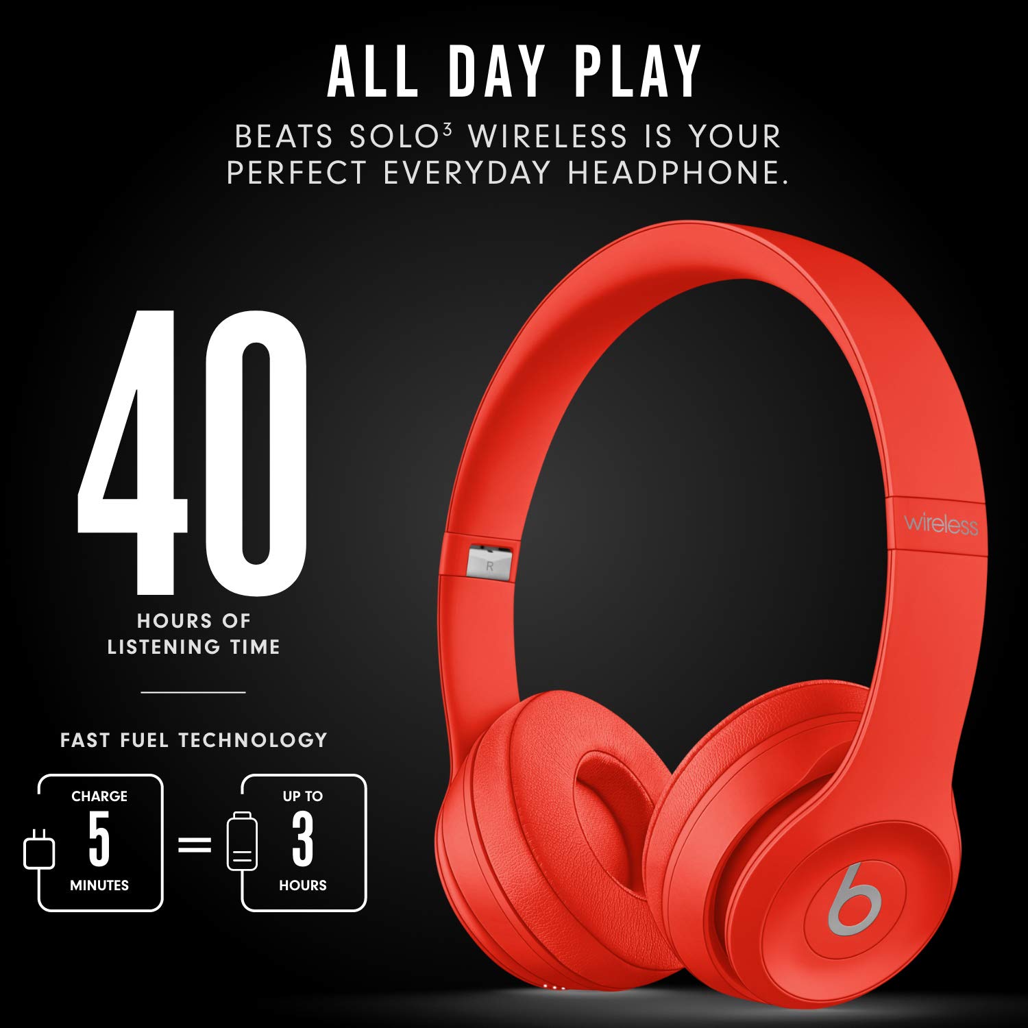 beats-solo3-wireless-cuffie-on-ear-con-chip-apple-w1-e-40-ore-di-batteria-rosso image 4