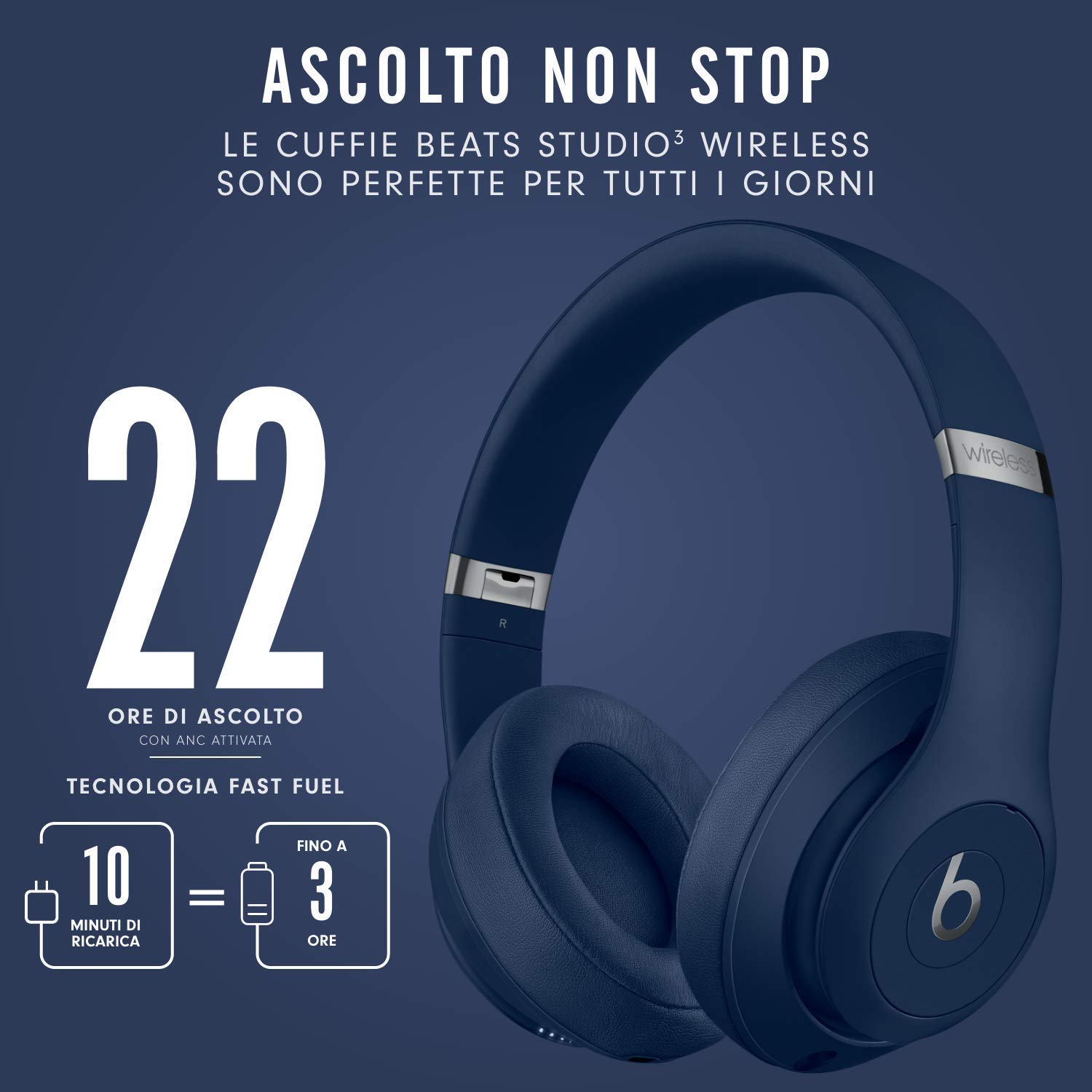 beats-studio3-wireless-cuffie-over-ear-con-pure-anc-chip-apple-w1-bluetooth-clas image 4